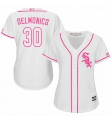 Womens Majestic Chicago White Sox 30 Nicky Delmonico Replica White Fashion Cool Base MLB Jersey 