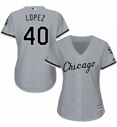 Womens Majestic Chicago White Sox 40 Reynaldo Lopez Authentic Grey Road Cool Base MLB Jersey 