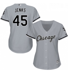 Womens Majestic Chicago White Sox 45 Bobby Jenks Replica Grey Road Cool Base MLB Jersey