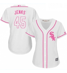 Womens Majestic Chicago White Sox 45 Bobby Jenks Replica White Fashion Cool Base MLB Jersey