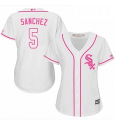 Womens Majestic Chicago White Sox 5 Yolmer Sanchez Replica White Fashion Cool Base MLB Jersey 