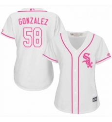 Womens Majestic Chicago White Sox 58 Miguel Gonzalez Authentic White Fashion Cool Base MLB Jersey 
