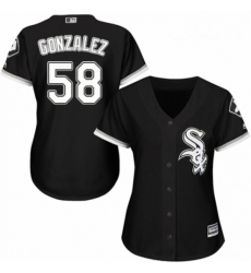 Womens Majestic Chicago White Sox 58 Miguel Gonzalez Replica Black Alternate Home Cool Base MLB Jersey 