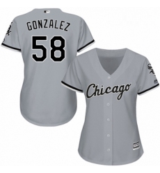 Womens Majestic Chicago White Sox 58 Miguel Gonzalez Replica Grey Road Cool Base MLB Jersey 