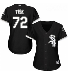 Womens Majestic Chicago White Sox 72 Carlton Fisk Authentic Black Alternate Home Cool Base MLB Jersey