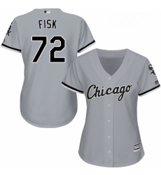 Womens Majestic Chicago White Sox 72 Carlton Fisk Authentic Grey Road Cool Base MLB Jersey