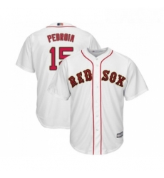 Youth Boston Red Sox 15 Dustin Pedroia Authentic White 2019 Gold Program Cool Base Baseball Jersey