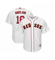 Youth Boston Red Sox 18 Mitch Moreland Authentic White 2019 Gold Program Cool Base Baseball Jersey