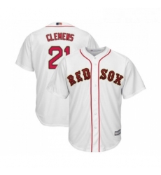 Youth Boston Red Sox 21 Roger Clemens Authentic White 2019 Gold Program Cool Base Baseball Jersey