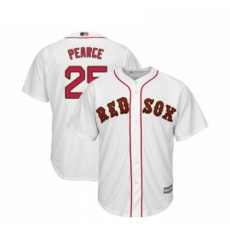 Youth Boston Red Sox 25 Steve Pearce Authentic White 2019 Gold Program Cool Base Baseball Jersey 