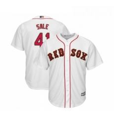 Youth Boston Red Sox 41 Chris Sale Authentic White 2019 Gold Program Cool Base Baseball Jersey