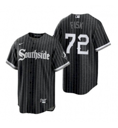 Youth Chicago White Sox Southside Carlton Fisk Black Replica Jersey