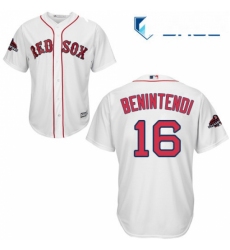 Youth Majestic Boston Red Sox 16 Andrew Benintendi Authentic White Home Cool Base 2018 World Series Champions MLB Jersey