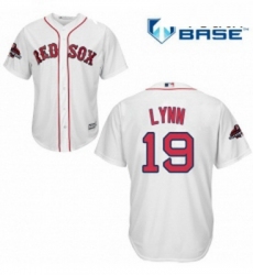 Youth Majestic Boston Red Sox 19 Fred Lynn Authentic White Home Cool Base 2018 World Series Champions MLB Jersey