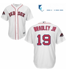 Youth Majestic Boston Red Sox 19 Jackie Bradley Jr Authentic White Home Cool Base 2018 World Series Champions MLB Jersey 