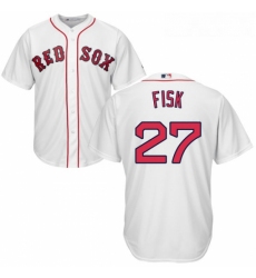 Youth Majestic Boston Red Sox 27 Carlton Fisk Authentic White Home Cool Base MLB Jersey