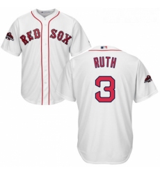 Youth Majestic Boston Red Sox 3 Babe Ruth Authentic White Home Cool Base 2018 World Series Champions MLB Jersey