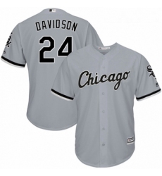 Youth Majestic Chicago White Sox 24 Matt Davidson Authentic Grey Road Cool Base MLB Jersey 
