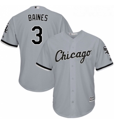 Youth Majestic Chicago White Sox 3 Harold Baines Replica Grey Road Cool Base MLB Jersey