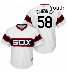 Youth Majestic Chicago White Sox 58 Miguel Gonzalez Authentic White 2013 Alternate Home Cool Base MLB Jersey 