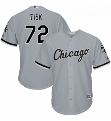 Youth Majestic Chicago White Sox 72 Carlton Fisk Authentic Grey Road Cool Base MLB Jersey