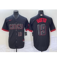 Men Cincinnati Reds 19 Joey Votto 2023 City Connect Cool Base With Patch Stitched Baseball Jersey