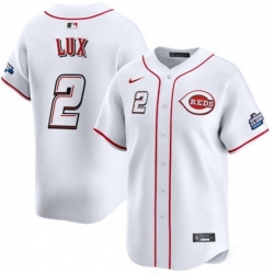 Men Cincinnati Reds 2 Gavin Lux White 2025 Speedway Classic Home Limited Stitched Baseball Jersey