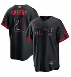 Men Cincinnati Reds 21 Hunter Greene 2023 City Connect Cool Base Stitched Baseball Jersey