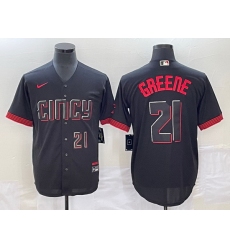 Men Cincinnati Reds 21 Hunter Greene 2023 City Connect Cool Base With Patch Stitched Baseball Jersey