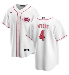 Men Cincinnati Reds 4 Wil Myers White Cool Base Stitched Baseball Jersey