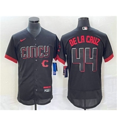 Men Cincinnati Reds 44 Elly De La Cruz Black 2023 City Connect Flex Base Stitched Baseball Jersey1