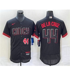 Men Cincinnati Reds 44 Elly De La Cruz Number Black 2023 City Connect Flex Base Stitched Baseball Jersey4