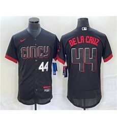 Men Cincinnati Reds 44 Elly De La Cruz Number Black 2023 City Connect Flex Base Stitched Baseball Jersey
