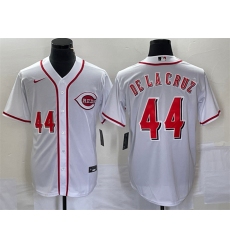Men Cincinnati Reds 44 Elly De La Cruz Number White Cool Base Stitched Baseball Jersey1