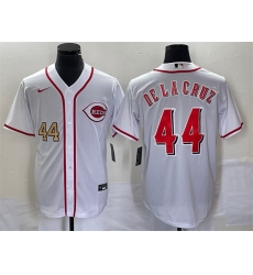 Men Cincinnati Reds 44 Elly De La Cruz Number White Cool Base Stitched Baseball Jersey