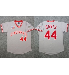 Men Cincinnati Reds 44 Eric Davis Gray 1990 World Series Stitched Jersey