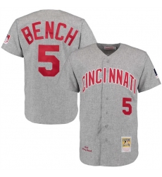 Men Cincinnati Reds 5 Johnny Bench Mitchell  26 Ness Gray 1969 Throwback Jersey