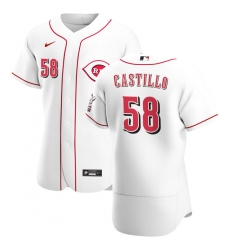 Men Cincinnati Reds 58 Luis Castillo Men Nike White Home 2020 Flex Base Player MLB Jersey