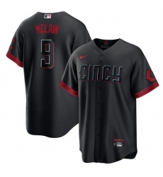 Men Cincinnati Reds 9 Matt McLain Black 2023 City Connect Cool Base Stitched Baseball Jersey