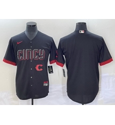 Men Cincinnati Reds Blank Black 2023 City Connect With Patch Stitched Jersey