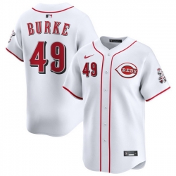 Men Cincinnati Reds Nike White Home Limited Custom Jersey Burke Brock 49