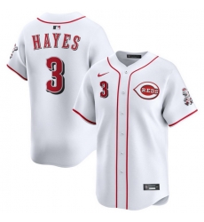 Men Cincinnati Reds Nike White Home Limited Custom Jersey Hayes Ke'Bryan 3 Men Cincinnati Reds Nike White Home Limited Custom Jersey Hayes Ke'Bryan 3
