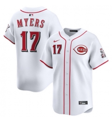 Men Cincinnati Reds Nike White Home Limited Custom Jersey Myers Dane 17 Men Cincinnati Reds Nike White Home Limited Custom Jersey Myers Dane 17