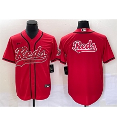 Men Cincinnati Reds Red Team Big Logo With Patch Cool Base Stitched Baseball Jersey