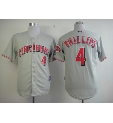 Men Reds #4 Brandon Phillips Grey Cool Base Stitched MLB Jersey