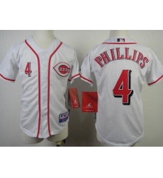 Men Reds #4 Brandon Phillips White Cool Base Stitched MLB Jersey