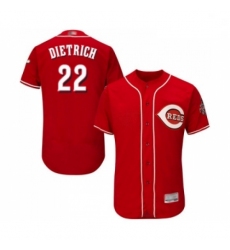 Mens Cincinnati Reds 22 Derek Dietrich Red Alternate Flex Base Authentic Collection Baseball Jersey