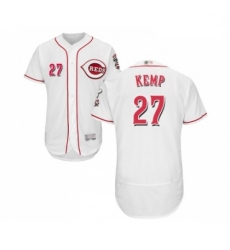 Mens Cincinnati Reds 27 Matt Kemp White Home Flex Base Authentic Collection Baseball Jersey