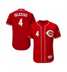 Mens Cincinnati Reds 4 Jose Iglesias Red Alternate Flex Base Authentic Collection Baseball Jersey