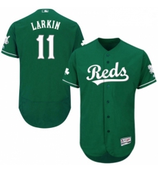Mens Majestic Cincinnati Reds 11 Barry Larkin Green Celtic Flexbase Authentic Collection MLB Jersey